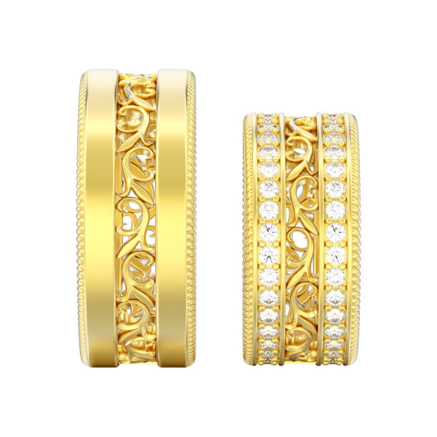 istock 3D illustration isolated two gold decorative carved out ornament rings 956367882