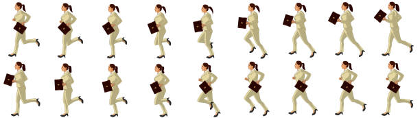 istock Business woman Run cycle animation sprite sheet 956373634