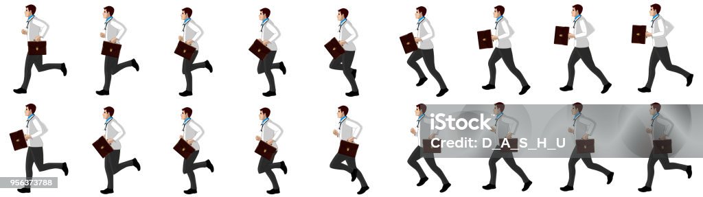 Business Man Run Cycle Animation Sprite Sheet Stock Illustration - Download  Image Now - Continuity, Running, Sequential Series - iStock