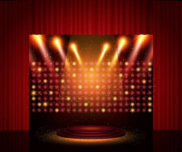 istock Empty theatre stage with curtain. Background for show, presentation, concert, design 956373800