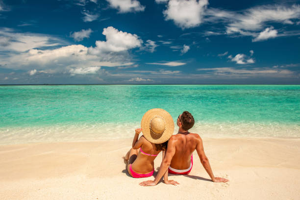 istock Couple on a beach at Maldives 956378706