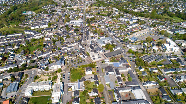 Aerial view of Carquefou city stock photo