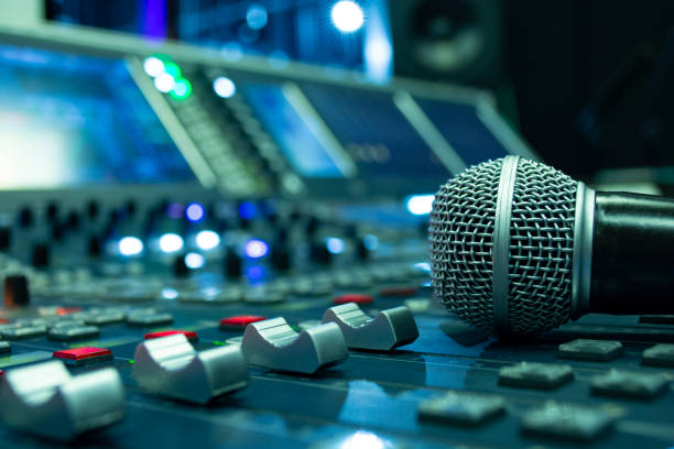 istock microphone on the mixing desk sound studio 956383582