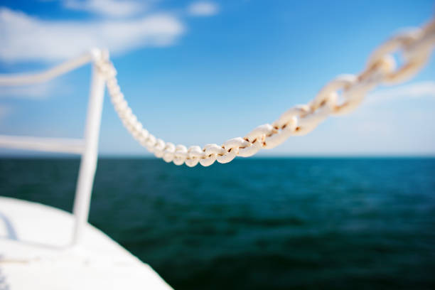 white chain on a liner in the sea.