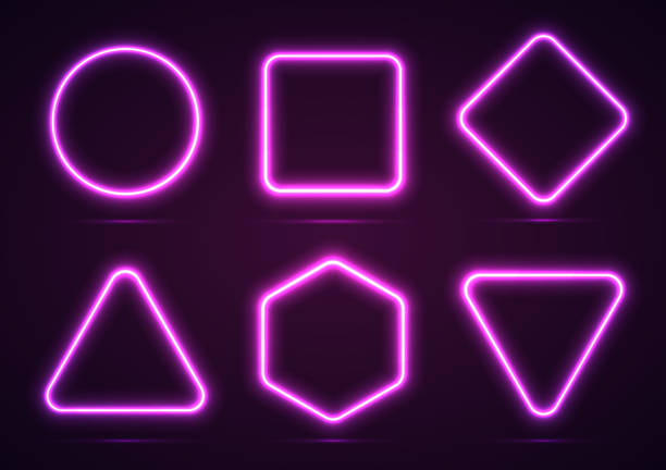 ilustrações de stock, clip art, desenhos animados e ícones de a set of neon geometric shapes. - backgrounds transparent circle purple