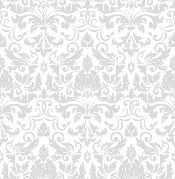 Vector illustration of Vector damask seamless pattern element. Classical luxury old fashioned damask ornament, royal victorian seamless texture for wallpapers, textile, wrapping. Exquisite floral baroque template.
