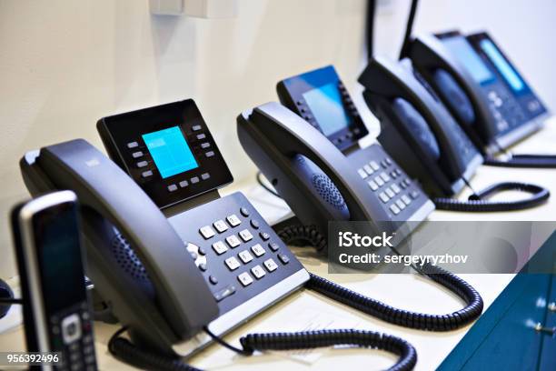 Ip Phones For Office On Store Stock Photo - Download Image Now - Telephone, Order, VoIP