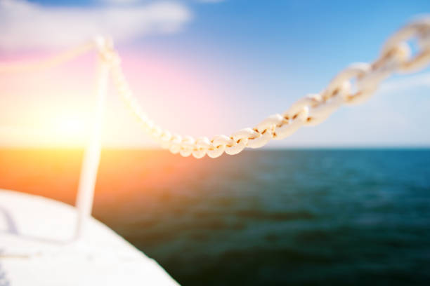 white chain on a liner in the sea.