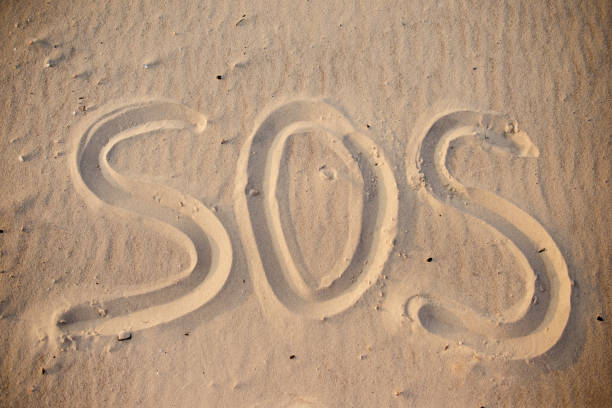 istock The inscription on the sand beach SOS 956396190