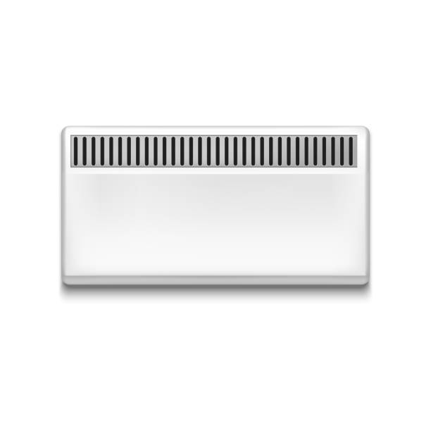 Realistic Detailed 3d Metal Heating Radiator. Vector Realistic Detailed 3d Metal Heater Radiator Template Blank White for Interior of Home, Shop or Office Central Heating System Concept . Vector illustration space heater stock illustrations