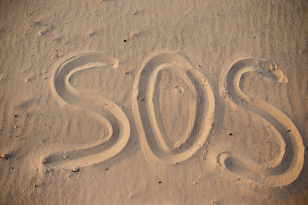 istock The inscription on the sand beach SOS 956401584