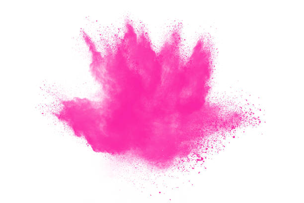 istock Pink powder explosion isolated on white background 956406548
