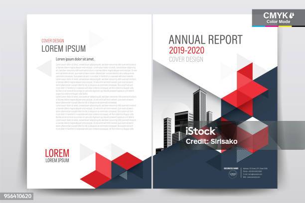 Brochure Flyer Template Layout Background Design Booklet Leaflet Corporate Business Annual Report Layout With White And Red Geometric Background Template A4 Size Vector Illustration Stock Illustration - Download Image Now