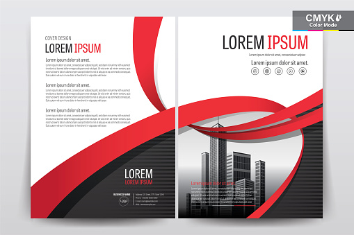 Brochure Flyer Template Layout Background Design. booklet, leaflet, corporate business annual report layout with white, gray and red ribbon background template a4 size - Vector illustration.