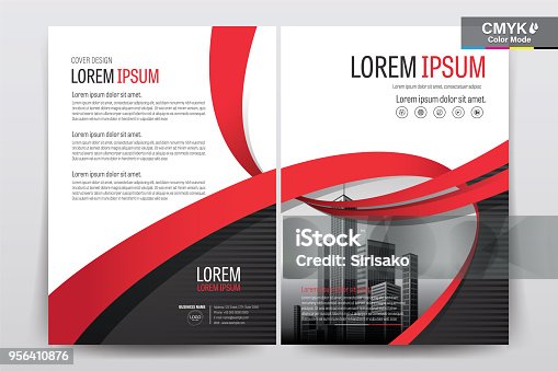 istock Brochure Flyer Template Layout Background Design. booklet, leaflet, corporate business annual report layout with white, gray and red ribbon background template a4 size - Vector illustration. 956410876