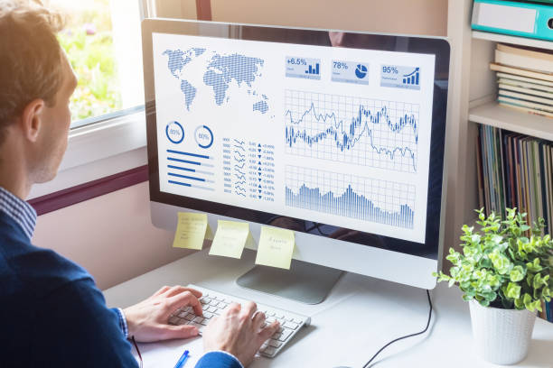 istock Businessman analyzing Business Analytics dashboard with KPI, financial metrics, fintech 956411276