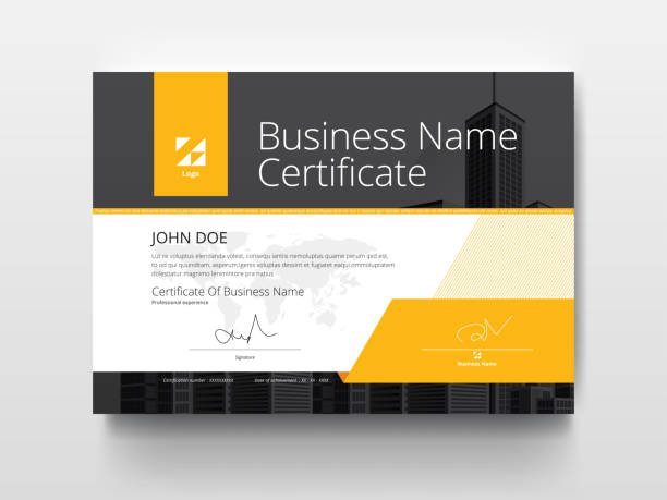 A Modern Business certificate template layout with Yellow  and Black. A4 size Vector Illustration. A Modern Business certificate template layout with Yellow  and Black. A4 size Vector Illustration. invitations templates stock illustrations
