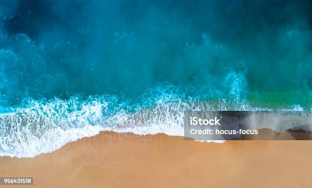 Aerial View Of Clear Turquoise Sea Stock Photo - Download Image Now - Beach, Sea, Wave - Water
