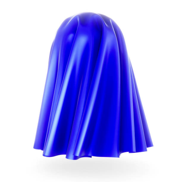 istock Blue cloth cover sphere. 3d rendering on white background. Silk, satin fabric with pleats. 956433166