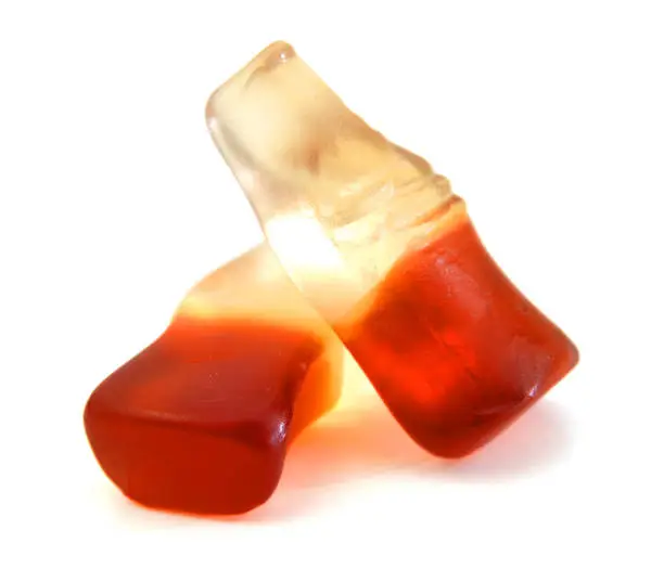 Happy Cola, Haribo candy,. cola flavored gummy sweet in the shape of cola bottles