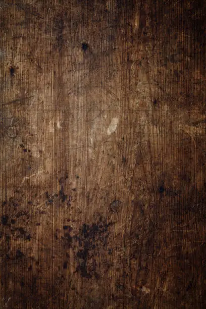 Overhead view of a worn wooden background