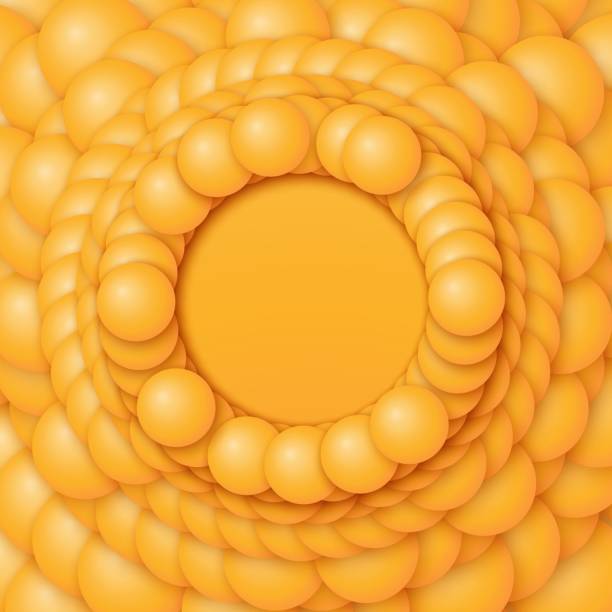 istock Chain of orange spheres with soft shadows on the orange background. Abstract geometric background. 956437164