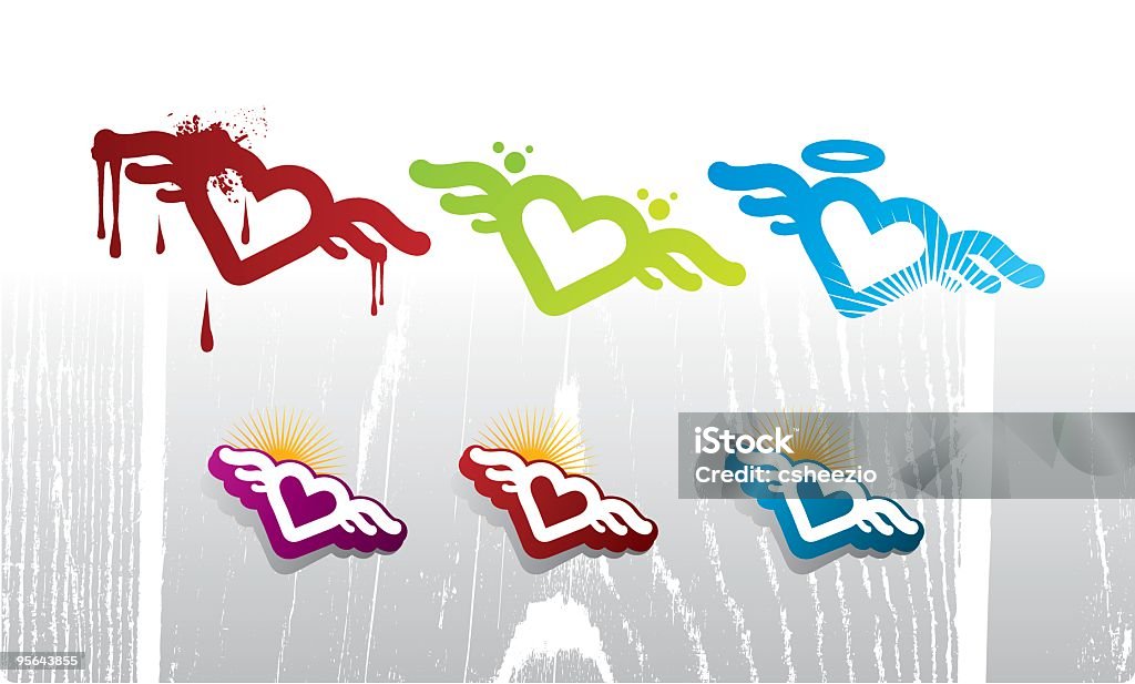 Serce logo zestaw - Grafika wektorowa royalty-free (Anioł)