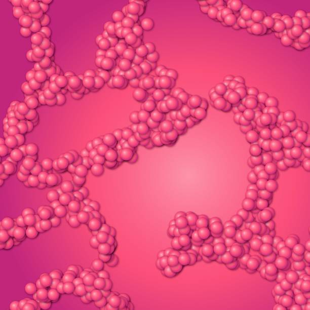 istock Array of spheres with soft shadows on the crimson background. Abstract background with organic structures. 956440682