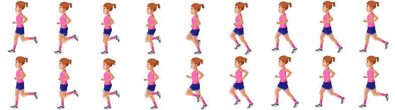 Little Girl Run Cycle Animation Sprite Sheet Stock Illustration - Download  Image Now - Active Lifestyle, Adult, Art - iStock