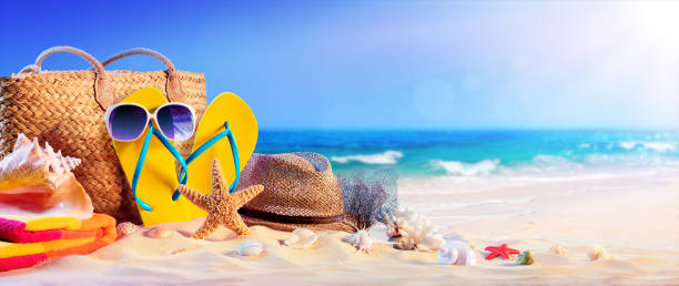 istock Beach Accessories On Seashore - Summer Holidays 956448892