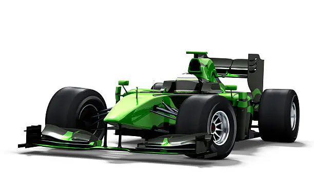 Photo of race car on white - black & green