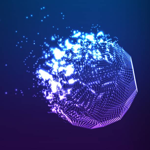 istock Abstract vector blue mesh background. Destroying of abstract comet. Futuristic technology style. Elegant background for business presentations. Flying debris. eps10 956473138