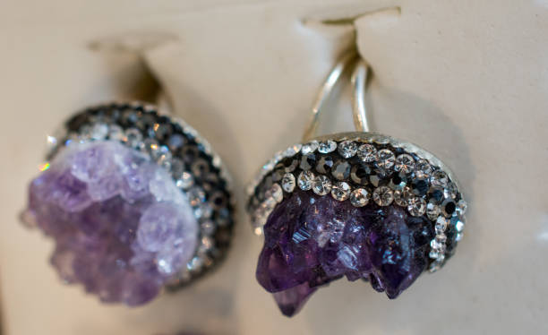 istock Raw violet amethyst rock with crystal ametist 956474656