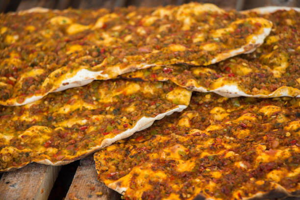 istock Lahmacun, Turkish pizza pancake with  meat filling 956474980
