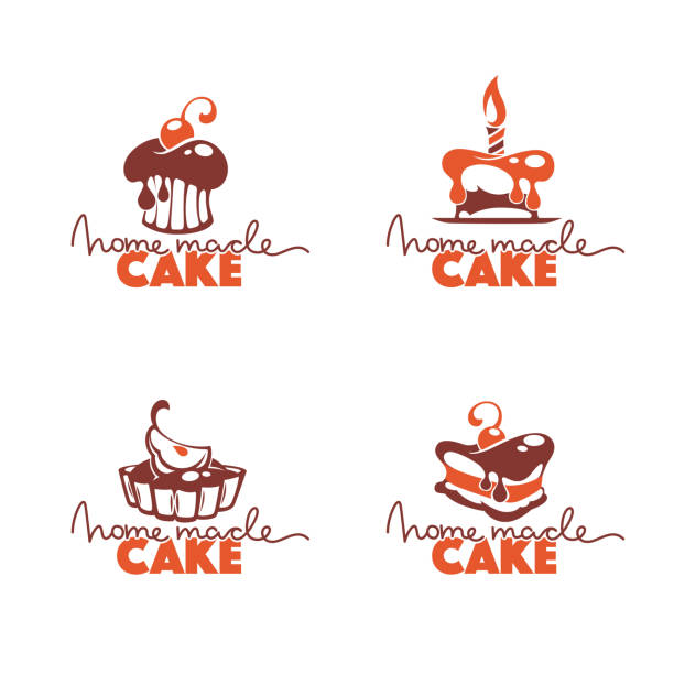 ilustrações de stock, clip art, desenhos animados e ícones de home made cake, bakery, pastry, confectionery, cake, dessert, sweets shop, vector collection of icon, labels and emblems templates - birthday cupcake pastry baking