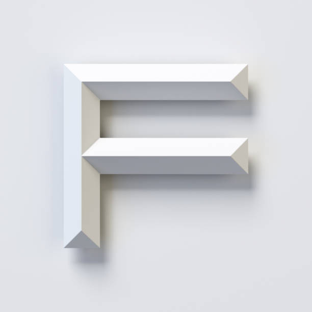 istock Letter F, square three dimensional font, white 956486808