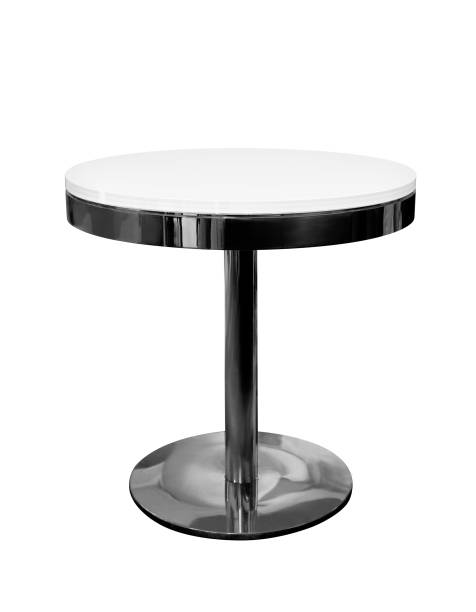 istock White round metal and glass table isolated white 956492406