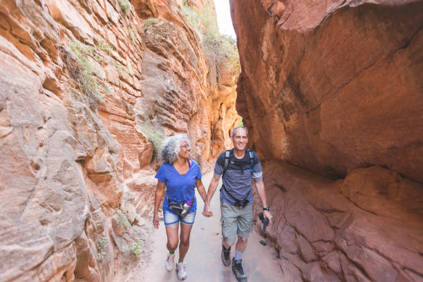 istock Older Couple Hikes Together in Utah 956501516