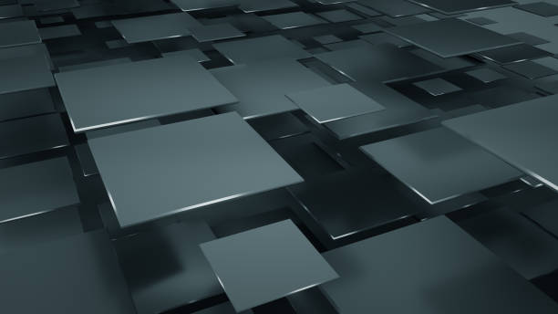 Back squares abstract 3D illustration Black squares abstract geometric background. 3D illustration craster stock pictures, royalty-free photos & images