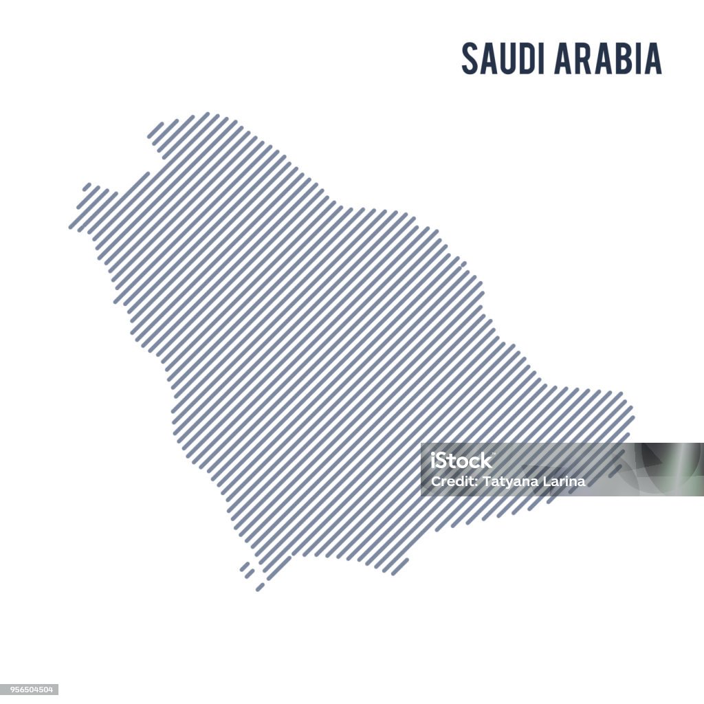 Saudi Abstract Map Vector Abstract Hatched Map Of Saudi Arabia With Oblique Lines Isolated ...