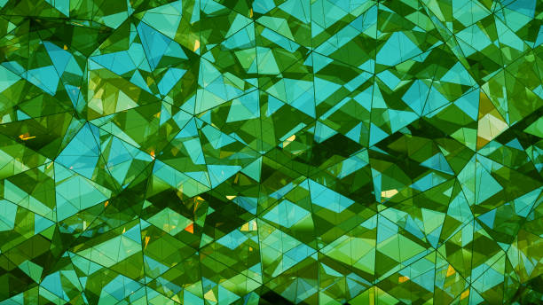 istock Green polygonal futuristic glass surface abstract 3D rendering 956504518