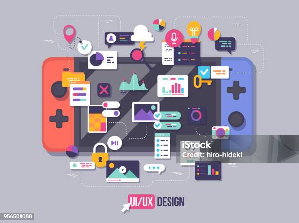 Console Interface Designs Html Code The Process Of Developing Interface For Game Console Flat Design ...