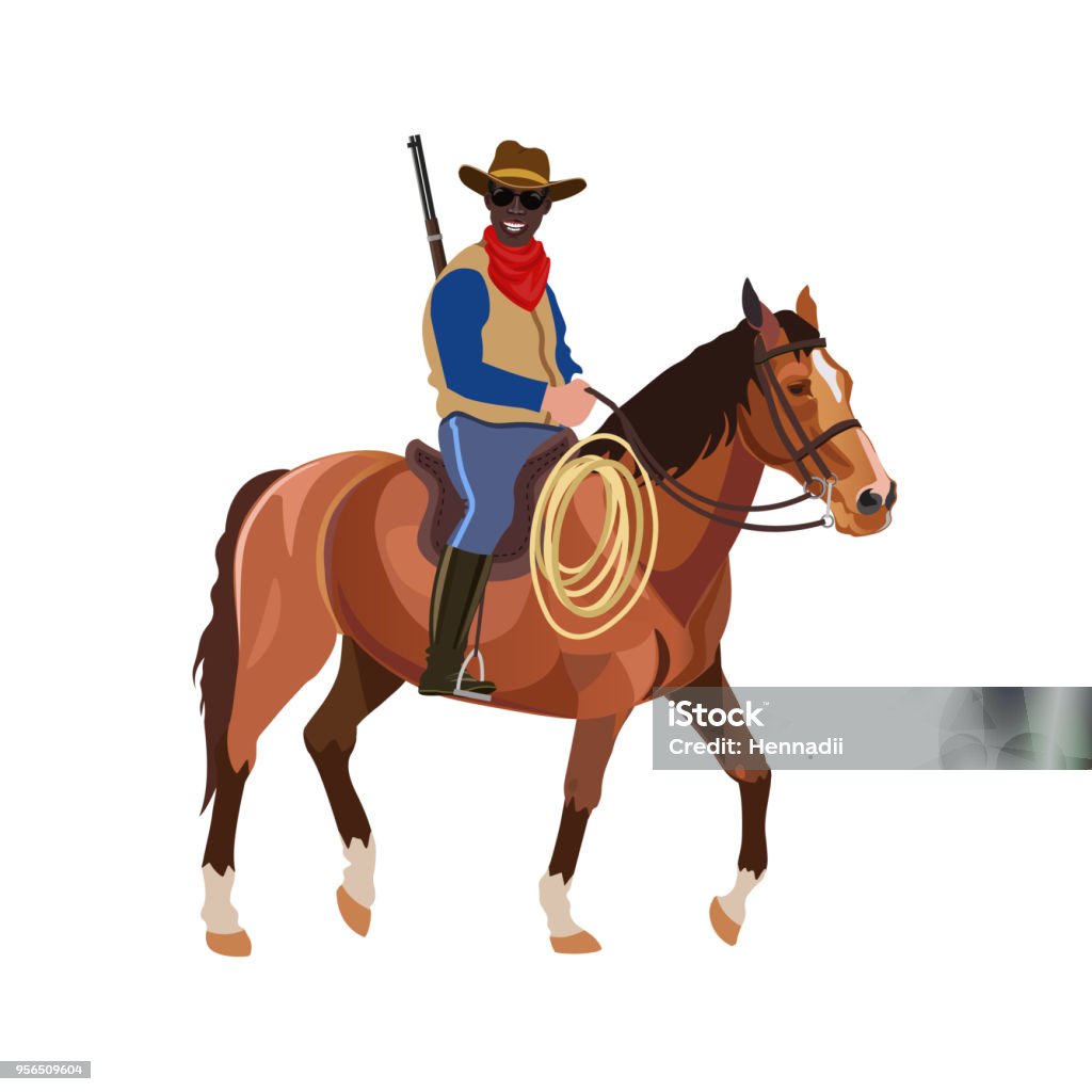 ÐÐµÑÐ°ÑÑ Cowboy riding horse with rifle. Vector illustration isolated on white background Cowboy stock vector