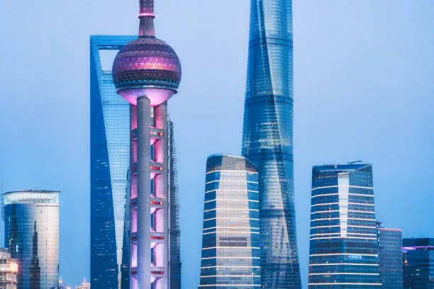 Photo of Shanghai, Oriental Pearl Tower and Pudong skyscrapers, China