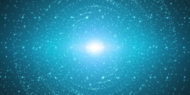 istock Vector infinite space background. Matrix of glowing stars with illusion of depth and perspective. Sparkling stars of nebula. Abstract futuristic hyperspace universe on light blue background. 956516238