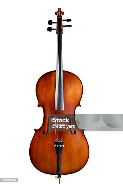 A Single Wooden Cello On A White Background Stock Photo - Download Image Now - Violin, Cello, White Background