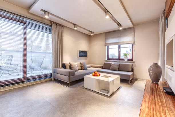 istock Luxurious living room with balcony 956558734