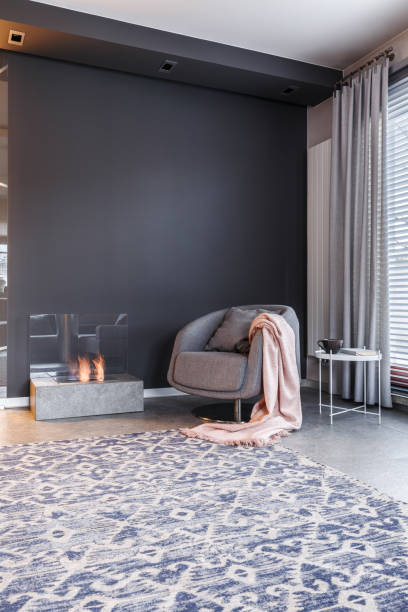 Dark, elegant living room interior