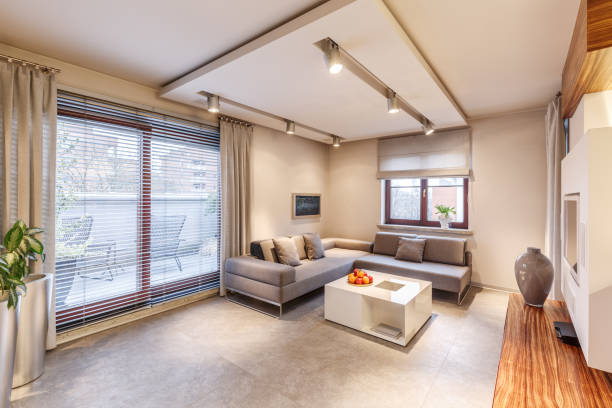 istock Brown living room interior design 956558760