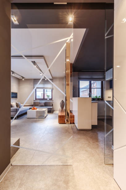 istock Glass door in living room 956558770